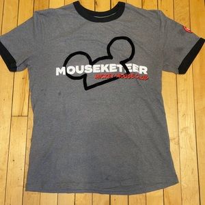 Disney Store Medium Adult Mouseketeer Mickey Mouse Club Grey Ringer Tee Shirt